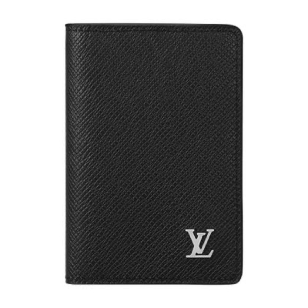 LOUIS VUITTON Taiga Saffiano Leather Chrome Pocket Organizer Cardholder Wallet